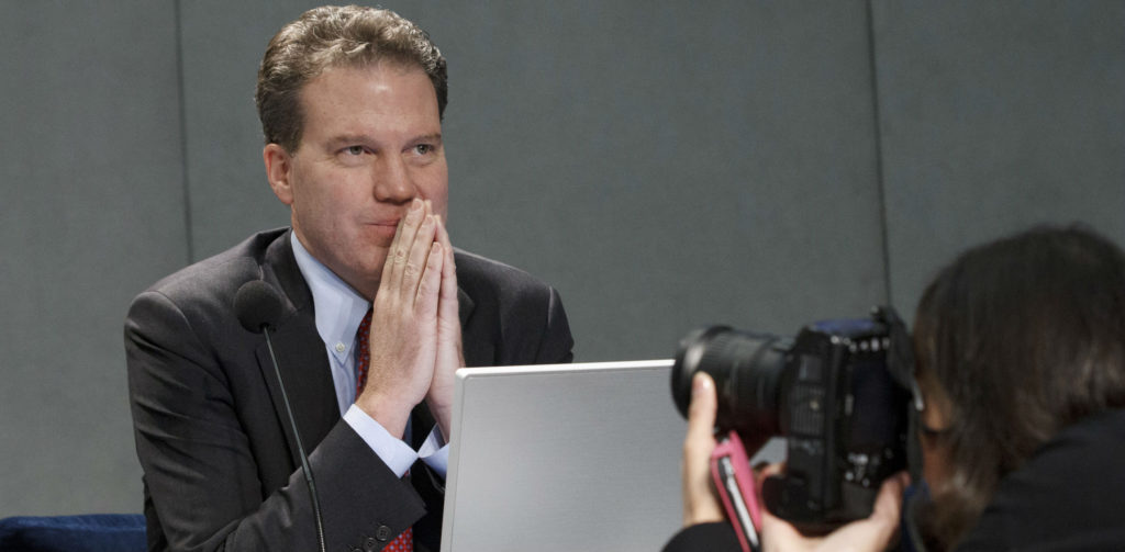 Greg Burke, new Director of Holy See Press Office, at the Vatican Press conference room. 